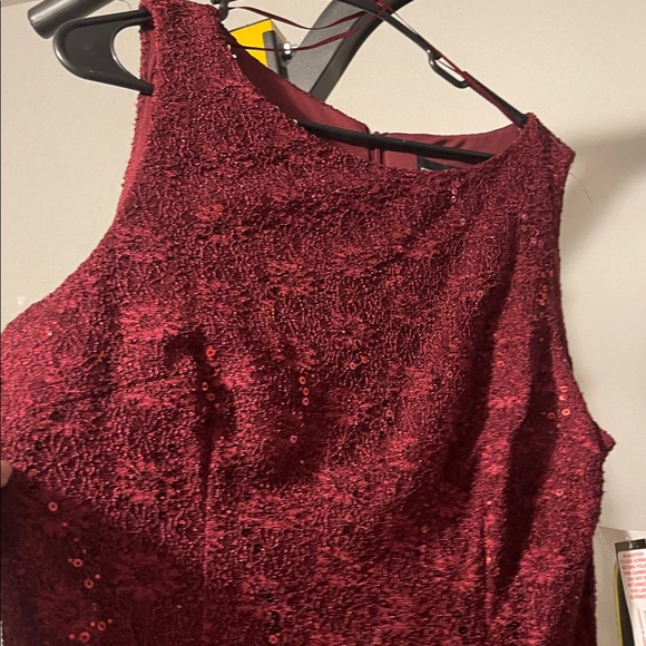 Alex Evenings Burgundy Sequin Lace Mini Dress - Picture 8 of 9